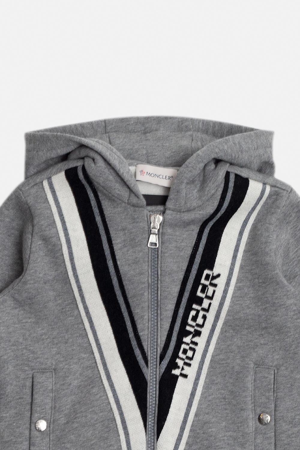 Flag Rib Crew Neck Sweatshirt Grey Hoodie with stripes Moncler Enfant SchaferandweinerShops Japan